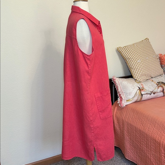 Eileen Fisher Organic Linen Collar Garment-Dyed Shirt Dress Grenadine size Large - Picture 5 of 12